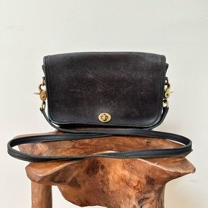 Vintage COACH clutch shoulder purse genuine black leather